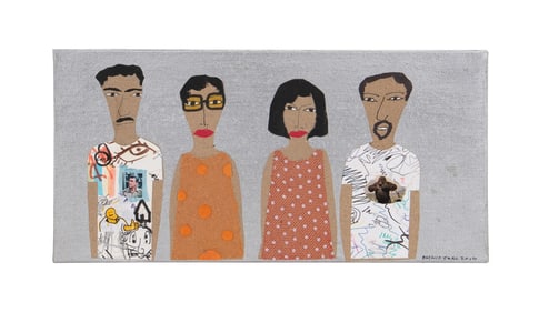 PATRICK-EARL BARNES, COLLAGE W/ FOUR FIGURES, 2016