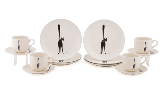 DUBOUT, 14 PIECE CAT LUNCHEON SERVICE, CLOUET ED.