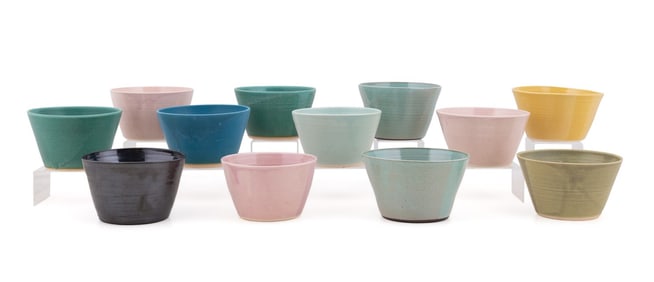 ERIC BONNIN, GROUP OF 12 'SNACK' BOWLS