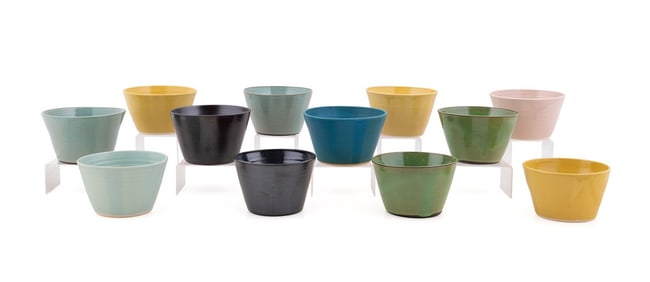 ERIC BONNIN, GROUP OF 12 'SNACK' BOWLS