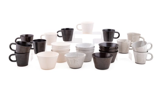 ERIC BONNIN, GROUP OF 24 COFFEE CUPS AND BOWLS