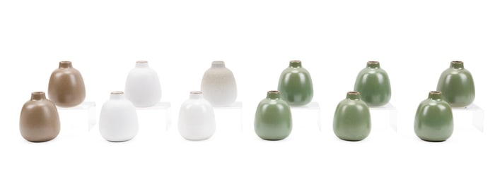 HEATH CERAMICS, GROUP OF 12 SMALL BUD VASES