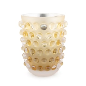 LALIQUE LUSTER GOLD 'MOSSI' CRYSTAL VASE, NO. 1088