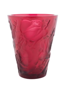 LALIQUE RED 'ISPAHAN' CRYSTAL VASE