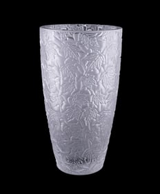 LALIQUE COLORLESS 'PAYSAGE FEUILLAGE' CRYSTAL VASE