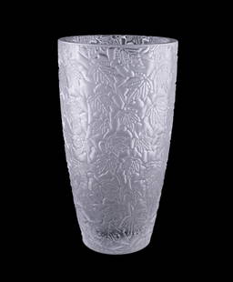 LALIQUE COLORLESS 'PAYSAGE FEUILLAGE' CRYSTAL VASE: Lalique (French, founded 1888), contemporary. Colorless "Paysage Feuillage" crystal vase, based on a 1951 design by Marc Lalique (French, 1900-1977), model number 10329200, appropriately marked and nu