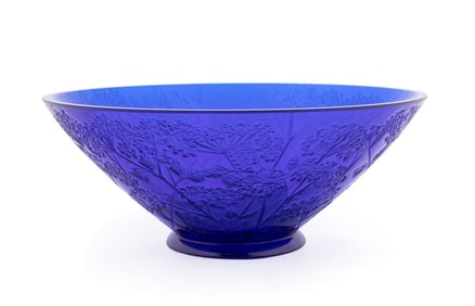 LALIQUE COBALT 'OMBELLES' CRYSTAL BOWL, 11/999