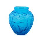 LALIQUE BLUE 'SAUTERELLES' CRYSTAL VASE, NO. 888