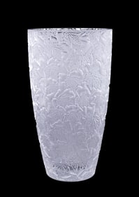 LALIQUE COLORLESS 'FOLIAGE' CRYSTAL VASE