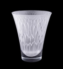LALIQUE COLORLESS 'FLORA' CRYSTAL VASE
