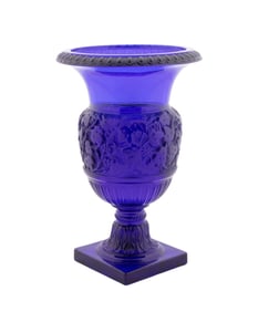 LALIQUE COBALT BLUE 'VERSAILLES' CRYSTAL VASE