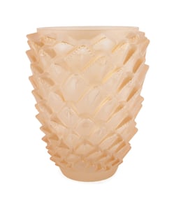 LALIQUE GOLD LUSTER 'AGAVE' CRYSTAL VASE
