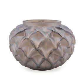 LALIQUE GREY 'LANGUEDOC' CRYSTAL VASE, NO. 1021
