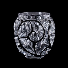 LARGE LALIQUE 'TOURBILLONS' ENAMELED VASE, #001