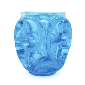 LALIQUE 'TOURBILLONS' BLUE CRYSTAL VASE, NO. 973