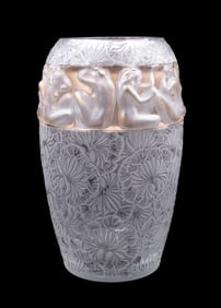 LALIQUE LARGE GILT ACCENTED 'ANGELIQUE' VASE