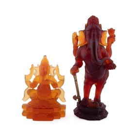 DAUM, TWO LIMITED EDITION GANESH SCULPTURES