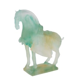 DAUM 'CHEVAL HARNACHE' PARE DE VERRE HORSE, 46/288