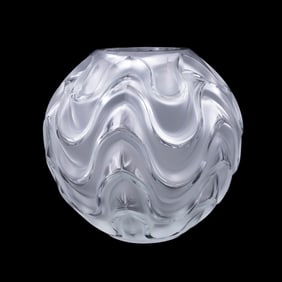 LALIQUE 'VIBRATION' COLORLESS CRYSTAL VASE, 11"