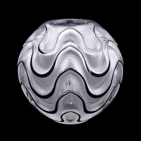 LALIQUE 'VIBRATION' CRYSTAL VASE W/BLACK, 25/999