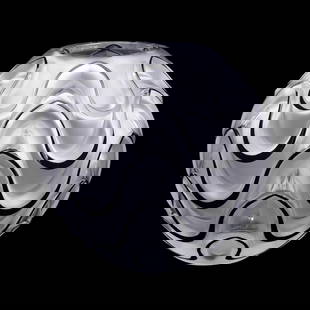 LALIQUE 'VIBRATION' CRYSTAL VASE W/BLACK, 25/999: Lalique (French, founded 1888), contemporary. Limited edition colorless "Vibration" crystal vase, having black enamel accents, marked appropriately and numbered 25 of 999. Provenance: Private Collecti