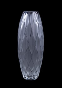 LALIQUE COLORLESS 'VIBRATION' CRYSTAL OBLONG VASE
