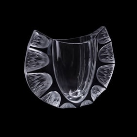 LALIQUE 'THISTLE WINGED' TWO-TONE CRYSTAL VASE