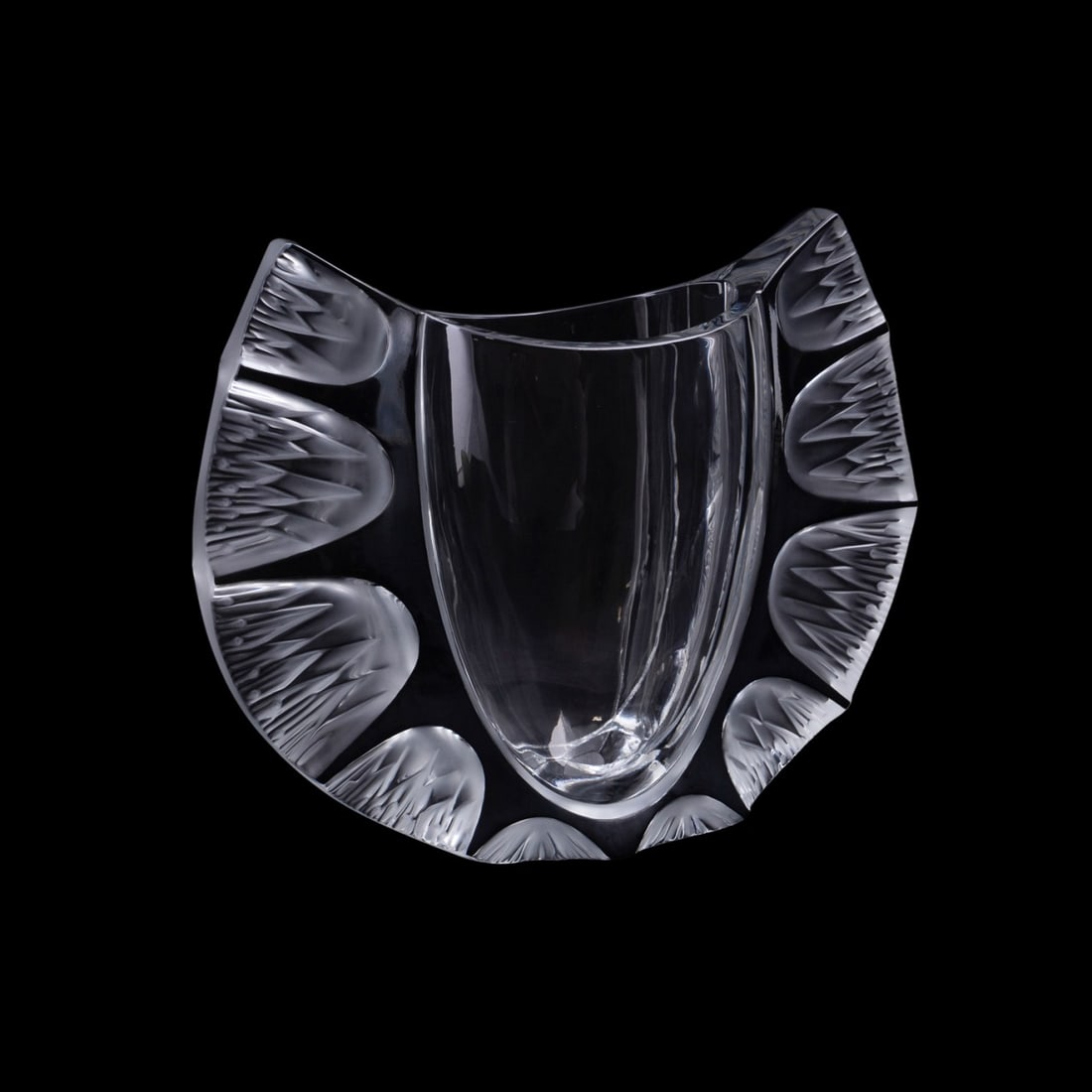 LALIQUE 'THISTLE WINGED' TWO-TONE CRYSTAL VASE: Lalique (French, founded 1888), contemporary. Limited edition colorless and black "Thistle Winged" crystal vase, appropriately marked and numbered 218 of 999. Provenance: Private Collection of an Este