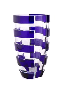 BACCARAT, COBALT CUT TO CLEAR VASE, 33/100
