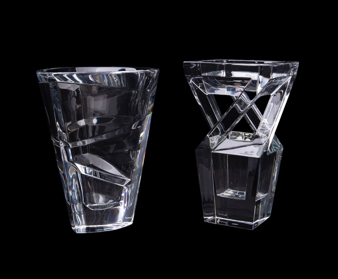 BACCARAT, TWO COLORLESS MODERN CRYSTAL VASES (1 of 9)