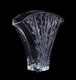 BACCARAT 'BAMBOO CUT GINKGO' CRYSTAL VASE