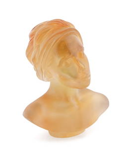 MARIE-PAULE CHABROLLE FOR DAUM, 'LA PERSANE': Marie-Paule Deville-Chabrolle (Moroccan / French, born 1952) for Daum (French, founded 1878), late 20th century to early 21st century. Limited edition amber "Le Persane" pate de verre sculpture, appro