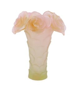 DAUM FLORAL 'BAGATELLE' PATE DE VERRE VASE, #3