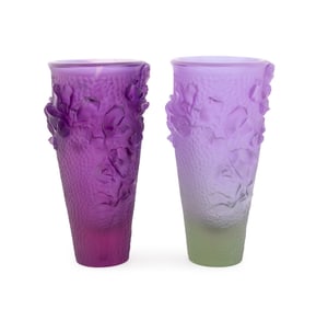 DAUM, TWO 'JARDIN IMAGINAIRE' PATE DE VERRE VASES