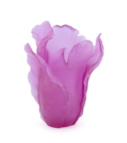 DAUM PURPLE 'TULIP' PATE DE VERRE VASE