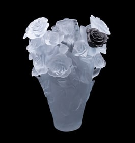 DAUM MAGNUM 'ROSE PASSION' VASE, 22/50, 21" TALL