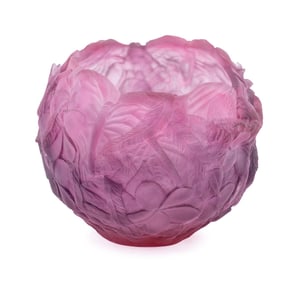 DAUM PURPLE 'BOUQUET' PATE DE VERRE VASE