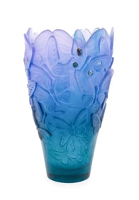 DAUM 'BIJOUX PAPILLON' ABALONE ACCENT VASE, 14"