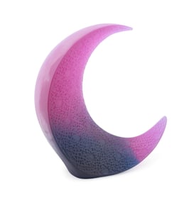 DAUM PURPLE 'MOON' PATE DE VERRE SCULPTURE, 28/375