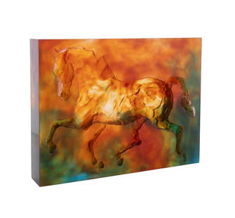 JEAN-LOUIS SAUVAT FOR DAUM 'CALYPSO' PLAQUE: Jean-Louis Sauvat (French, born 1947) for Daum (French, founded 1878), contemporary. Limited edition equestrian "Calypso" pate de verre plaque, retaining a Neimen-Marcus label. appropriately marked an