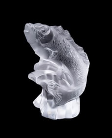 LALIQUE COLORLESS 'CARP' CRYSTAL SCULPTURE