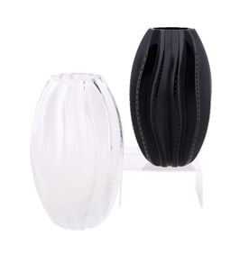 LALIQUE, TWO 'MEDUSA' VASES, COLORLESS & BLACK