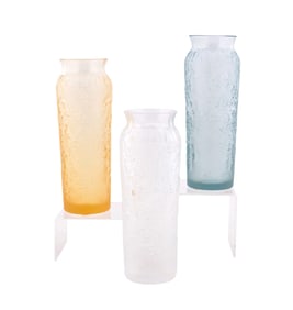 LALIQUE, THREE 'BOUGAINVILLIER' CRYSTAL BUD VASES