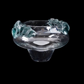 LALIQUE 'PERSEPOLIS' COLORLESS AND TEAL BOWL