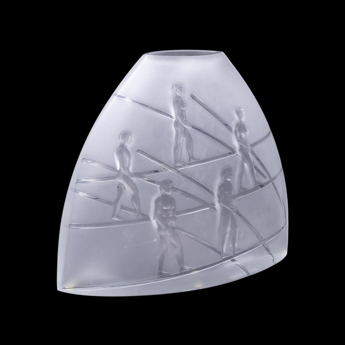LALIQUE COLORLESS 'AERIAL' CRYSTAL VASE, 2003-2005: Lalique (French, founded 1888), active 2003-2005. Colorless "Aerial" crystal vase, appropriately marked. Provenance: Private Collection of an Esteemed Gentleman, Atlanta, GA. Approximate dimensions: h
