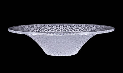 LALIQUE COLORLESS 'VENEZIA' CRYSTAL CENTER BOWL: Lalique (French, founded 1888), contemporary. Colorless "Venezia" crystal center bowl, appropriately marked. Provenance: Private Collection of an Esteemed Gentleman, Atlanta, GA. Approximate dimension