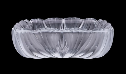 LALIQUE 'VICTORIA' SQUARE CRYSTAL CENTERPIECE BOWL