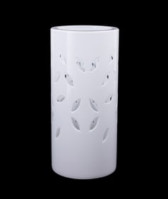 ST.-LOUIS MODERN WHITE CASED CUT TO CLEAR VASE