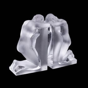 MARC LALIQUE FOR LALIQUE, PAIR 'REVERIE' BOOKENDS