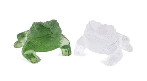 LALIQUE, PAIR OF 'GREGOIRE' TOAD SCULPTURES